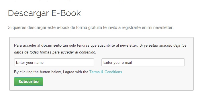 Ejemplo de e-book descargable para captar leads a través de suscripción