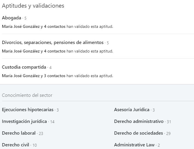 Aptitudes y valoraciones en LinkedIn